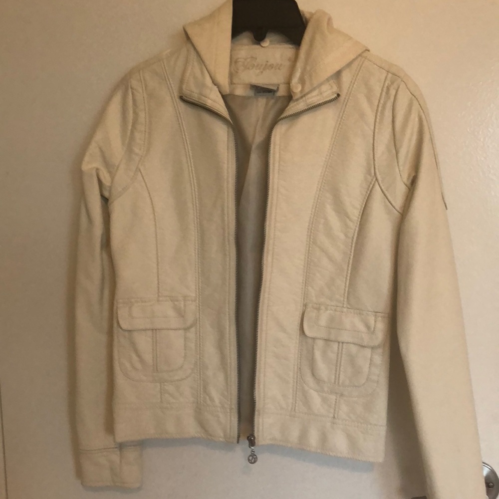 Faux off white leather jacket